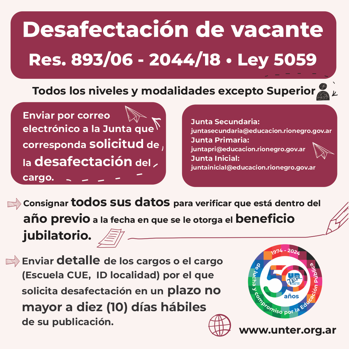 Lee más sobre el artículo Desafectación de vacantes