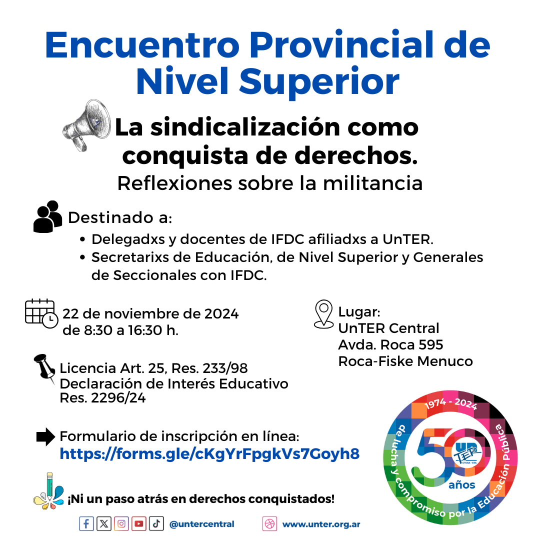 Lee más sobre el artículo UnTER rechaza la reforma estructural de la formación docente que impulsa el gobierno nacional de manera arbitraria e inconsulta