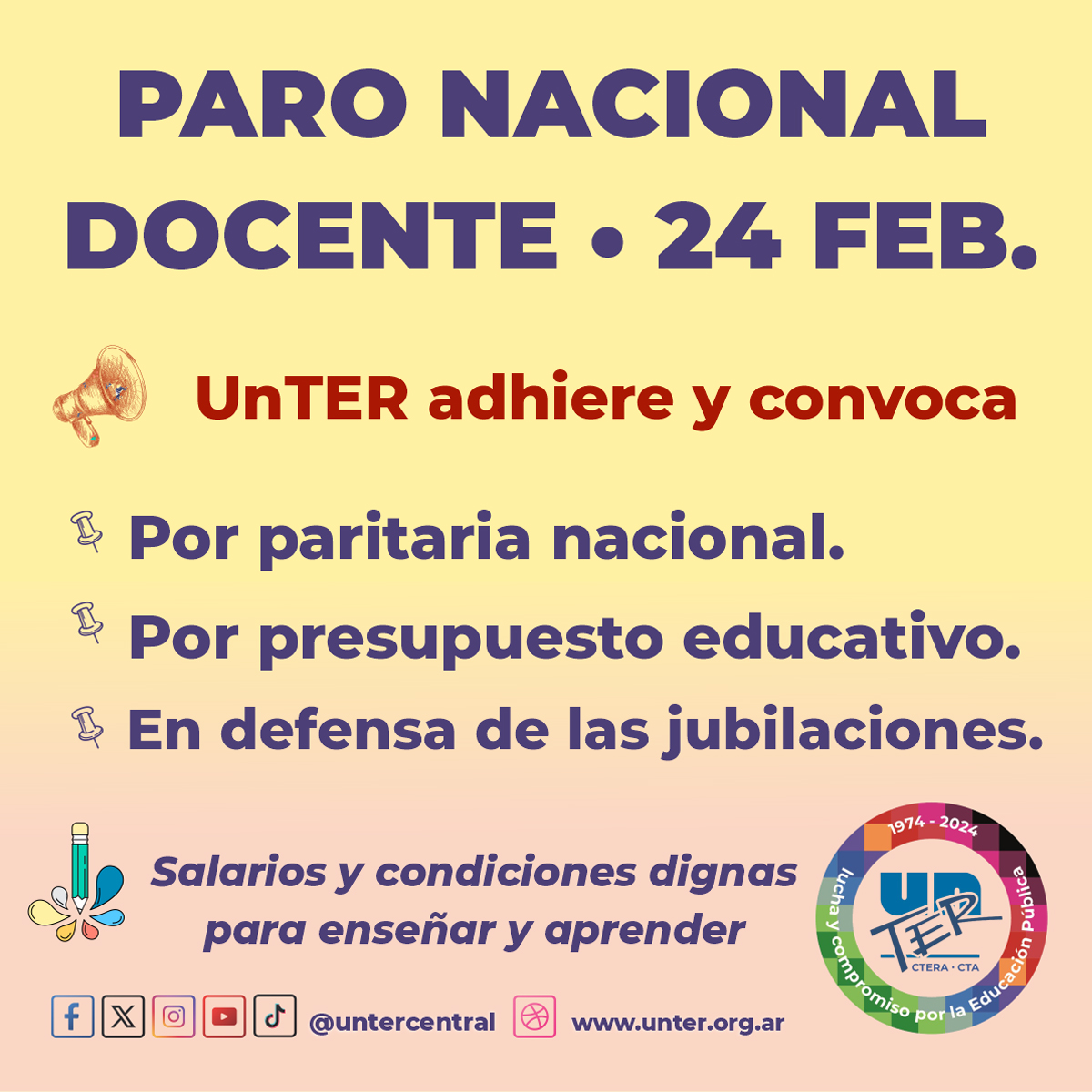 Lee más sobre el artículo 24 de febrero: Paro Nacional Docente